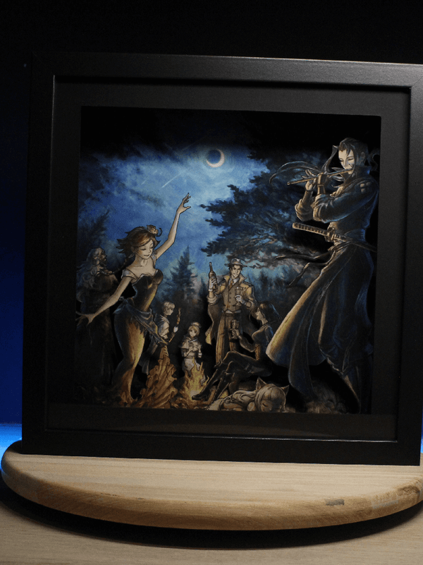Dioramax - Cadre lumineux LED Octopath travellers 2 | Déco Gaming-room | Tableau lumineux | Affiche jeux vidéo | Idée cadeau gamer | Retro-gaming