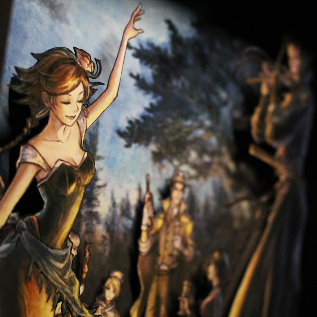 Dioramax - Cadre lumineux LED Octopath travellers 2 | Déco Gaming-room | Tableau lumineux | Affiche jeux vidéo | Idée cadeau gamer | Retro-gaming