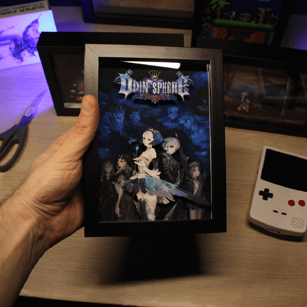Dioramax - Cadre lumineux LED Odin Sphere | Déco Gaming-room | Tableau lumineux | Affiche jeux vidéo | Idée cadeau gamer | Retro-gaming