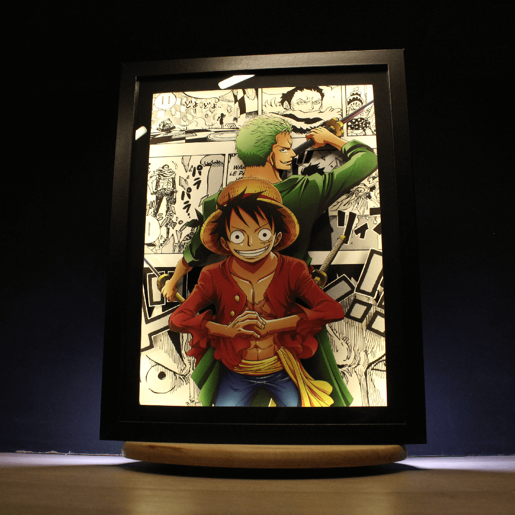 Dioramax - Cadre lumineux LED One Piece | Déco Gaming-room | Tableau lumineux | Affiche jeux vidéo | Idée cadeau gamer | Retro-gaming