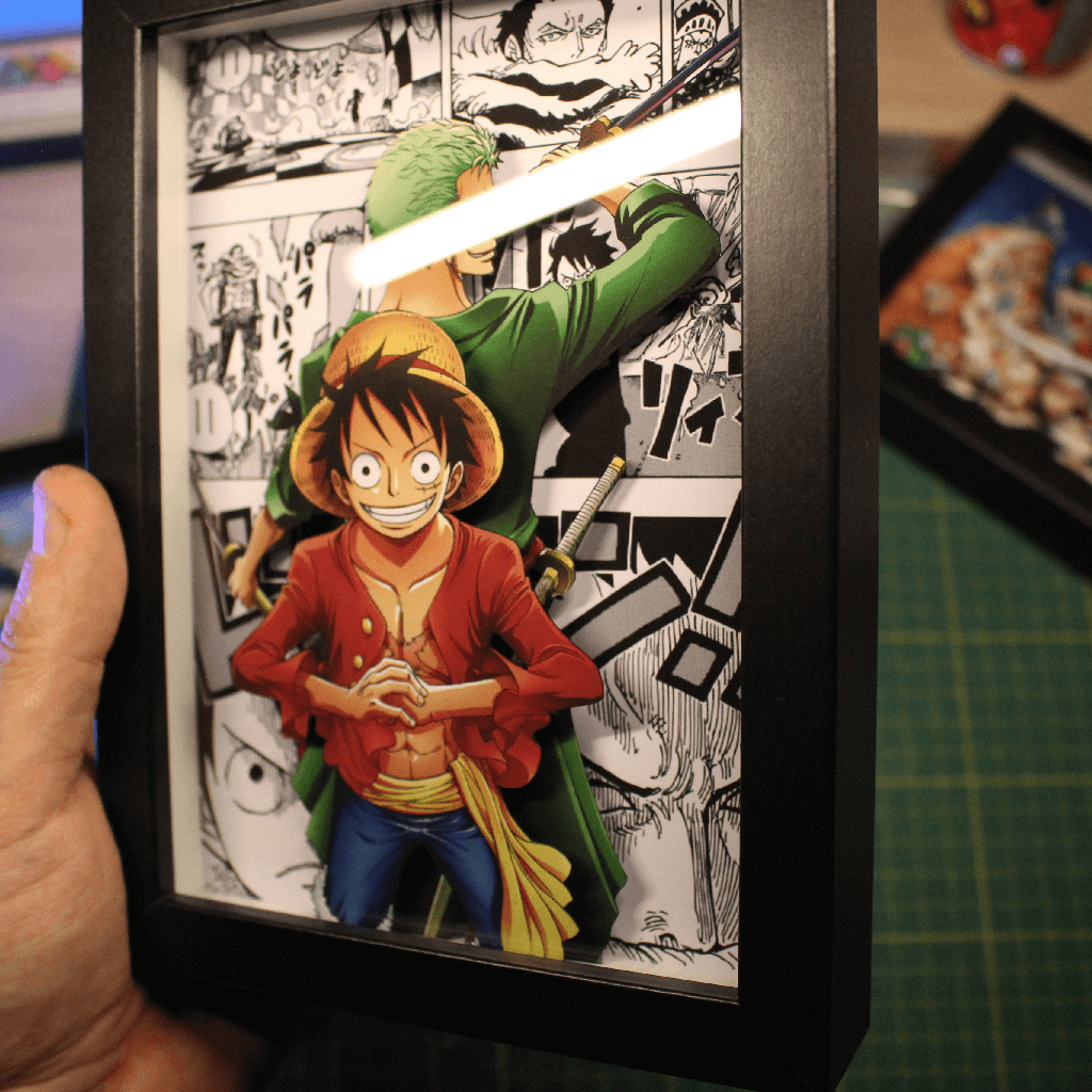 Dioramax - Cadre lumineux LED One Piece | Déco Gaming-room | Tableau lumineux | Affiche jeux vidéo | Idée cadeau gamer | Retro-gaming