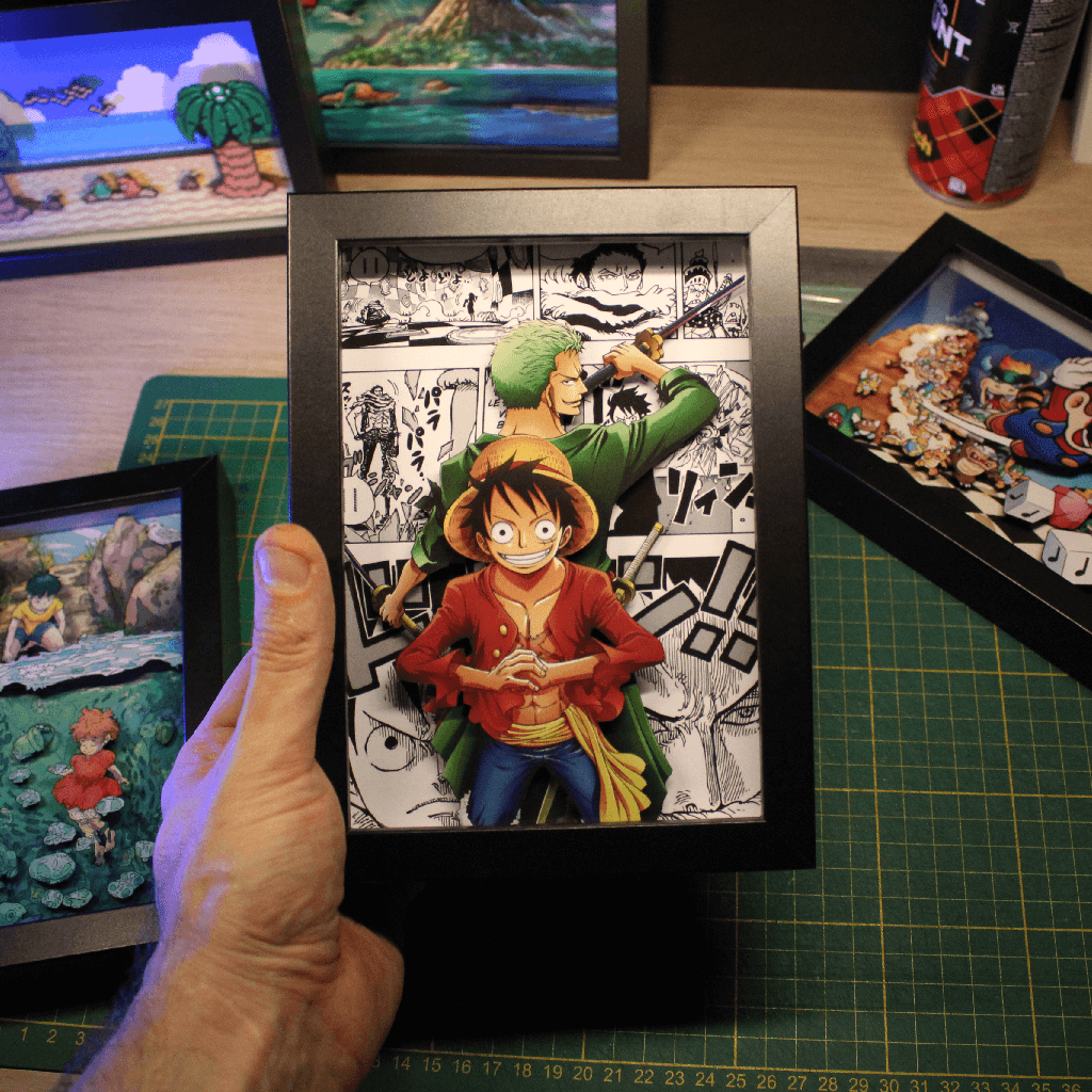 Dioramax - Cadre lumineux LED One Piece | Déco Gaming-room | Tableau lumineux | Affiche jeux vidéo | Idée cadeau gamer | Retro-gaming