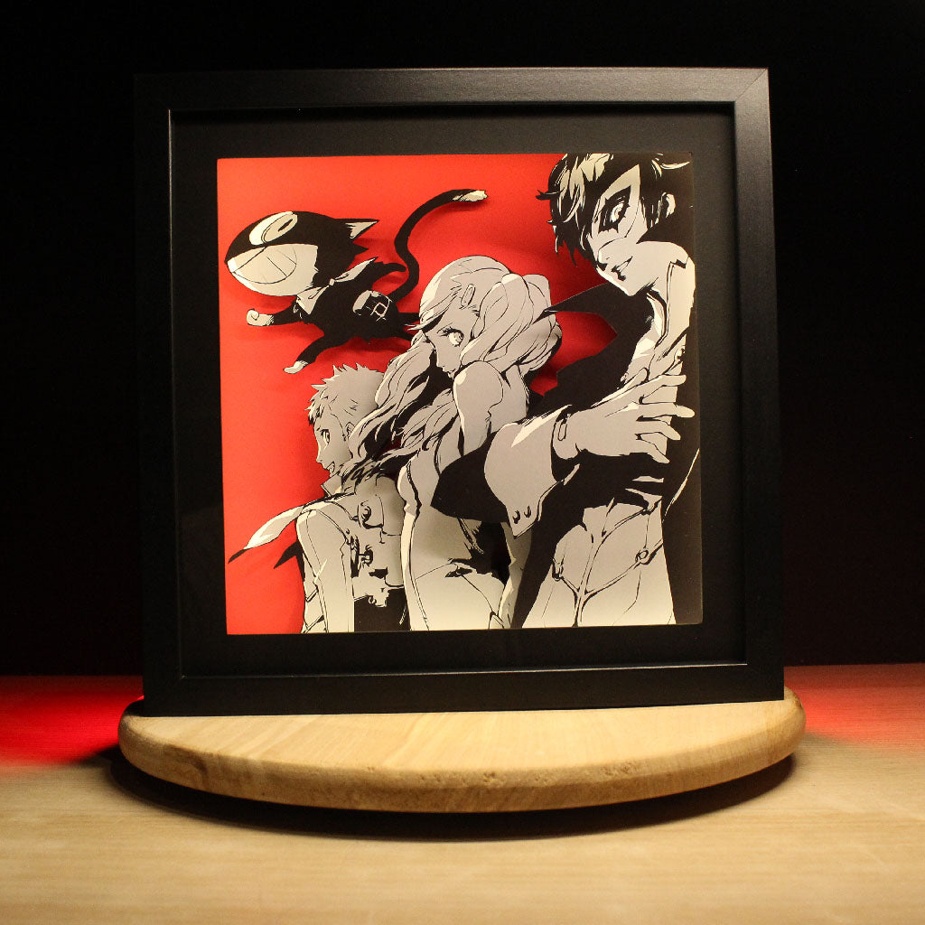 Dioramax - Cadre lumineux LED Persona 5 | Déco Gaming-room | Tableau lumineux | Affiche jeux vidéo | Idée cadeau gamer | Retro-gaming