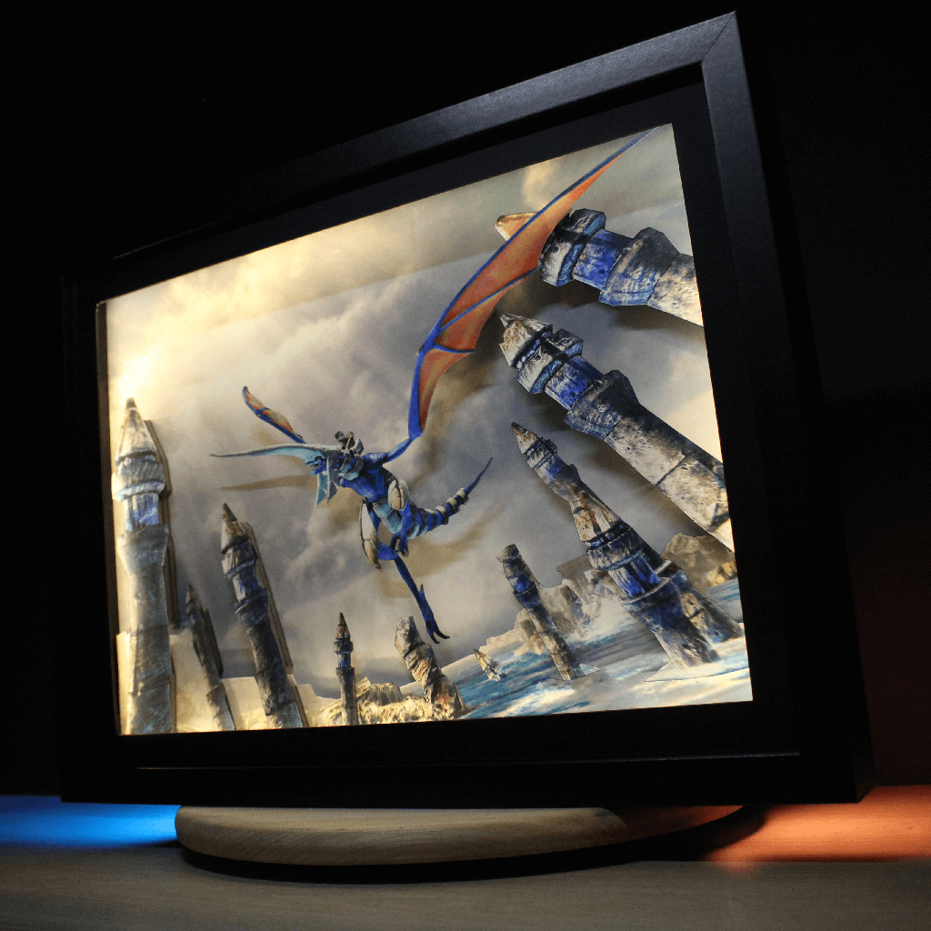 Dioramax - Cadre lumineux LED Panzer Dragoon | Déco Gaming-room | Tableau lumineux | Affiche jeux vidéo | Idée cadeau gamer | Retro-gaming
