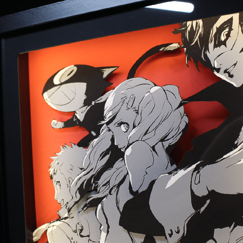 Dioramax - Cadre lumineux LED Persona 5 | Déco Gaming-room | Tableau lumineux | Affiche jeux vidéo | Idée cadeau gamer | Retro-gaming