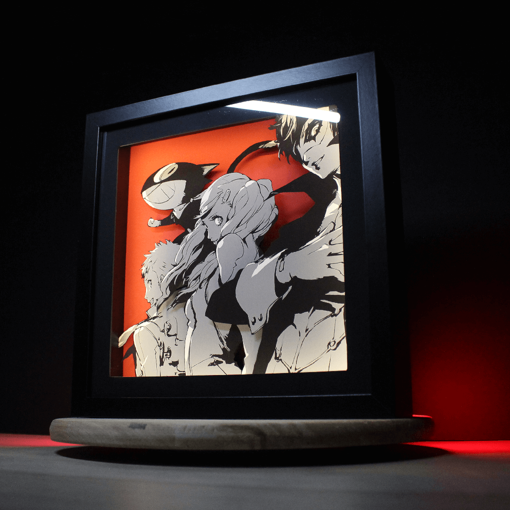Dioramax - Cadre lumineux LED Persona 5 | Déco Gaming-room | Tableau lumineux | Affiche jeux vidéo | Idée cadeau gamer | Retro-gaming