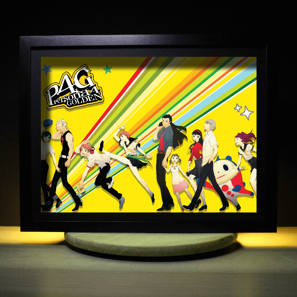 Dioramax - Cadre lumineux LED Persona 4 | Déco Gaming-room | Tableau lumineux | Affiche jeux vidéo | Idée cadeau gamer | Retro-gaming