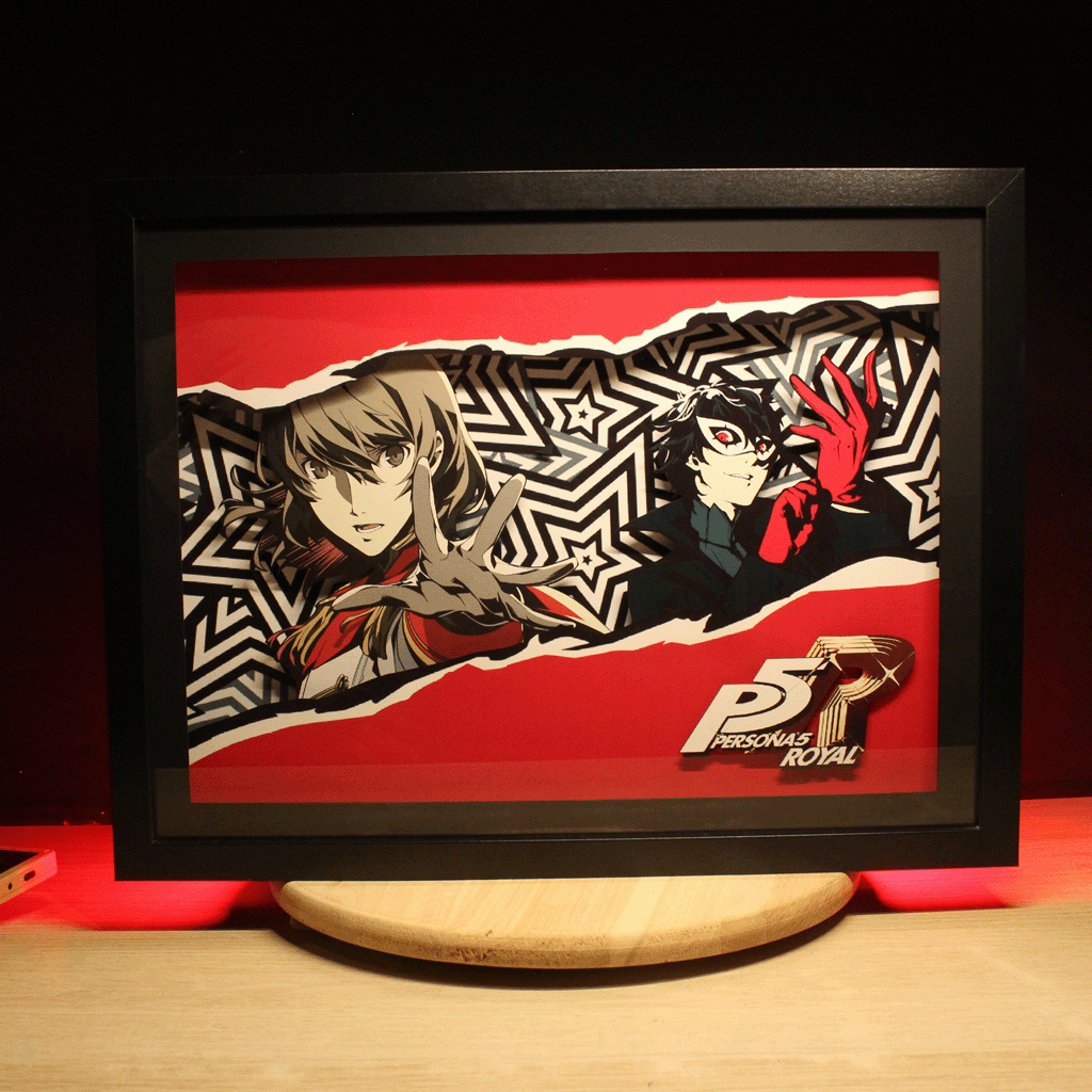 Dioramax - Cadre lumineux LED Persona 5 | Déco Gaming-room | Tableau lumineux | Affiche jeux vidéo | Idée cadeau gamer | Retro-gaming