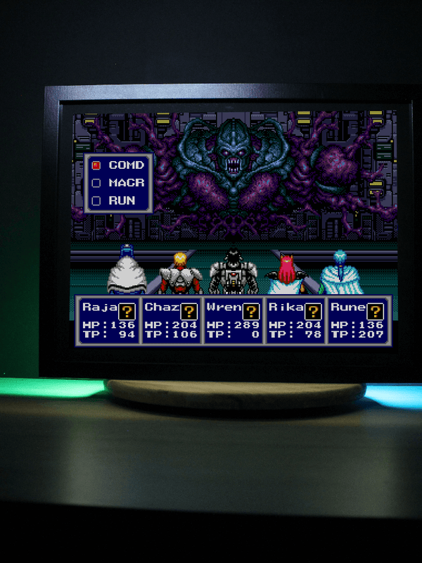 Dioramax - Cadre lumineux LED Phantasy star 4 | Déco Gaming-room | Tableau lumineux | Affiche jeux vidéo | Idée cadeau gamer | Retro-gaming