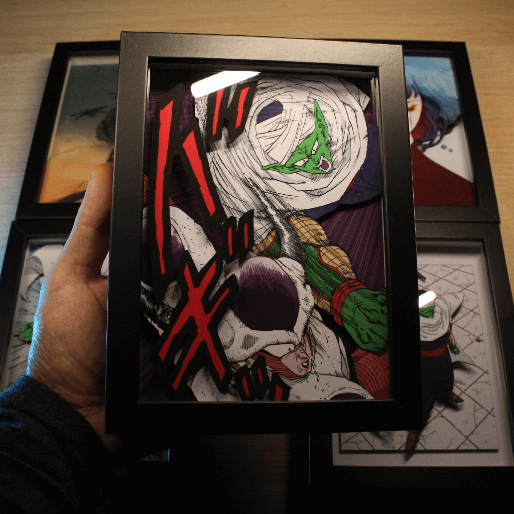 Dioramax - Cadre lumineux LED DBZ | Déco Gaming-room | Tableau lumineux | Affiche jeux vidéo | Idée cadeau gamer | Retro-gaming