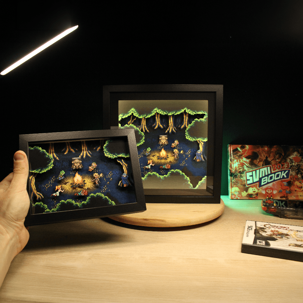 Dioramax - Cadre lumineux LED Chrono Trigger | Déco Gaming-room | Tableau lumineux | Affiche jeux vidéo | Idée cadeau gamer | Retro-gaming