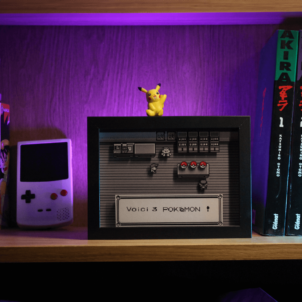 Dioramax - Cadre lumineux LED Pokemon | Déco Gaming-room | Tableau lumineux | Affiche jeux vidéo | Idée cadeau gamer | Retro-gaming