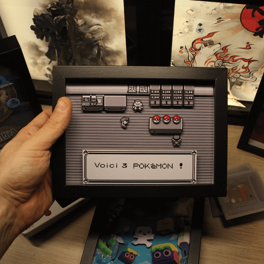 Dioramax - Cadre lumineux LED Pokemon | Déco Gaming-room | Tableau lumineux | Affiche jeux vidéo | Idée cadeau gamer | Retro-gaming