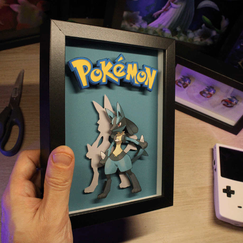 Dioramax - Cadre lumineux Pokemon| Déco Gamingroom | Tableau Pokemon/Affiche jeux vidéo | Idée cadeau 