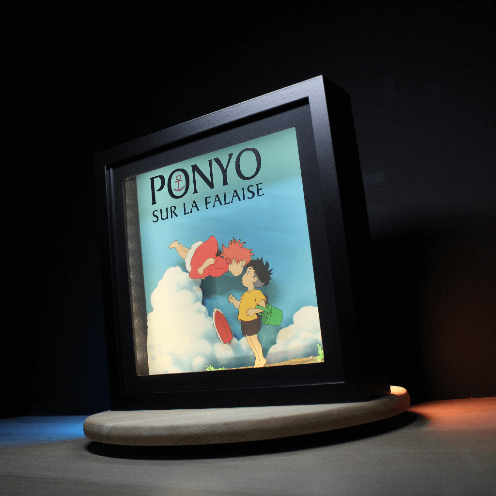 Dioramax - Cadre lumineux LED Ponyo | Déco Gaming-room | Tableau lumineux | Affiche jeux vidéo | Idée cadeau gamer | Retro-gaming