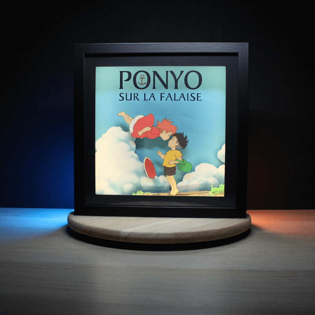 Dioramax - Cadre lumineux LED Ponyo | Déco Gaming-room | Tableau lumineux | Affiche jeux vidéo | Idée cadeau gamer | Retro-gaming