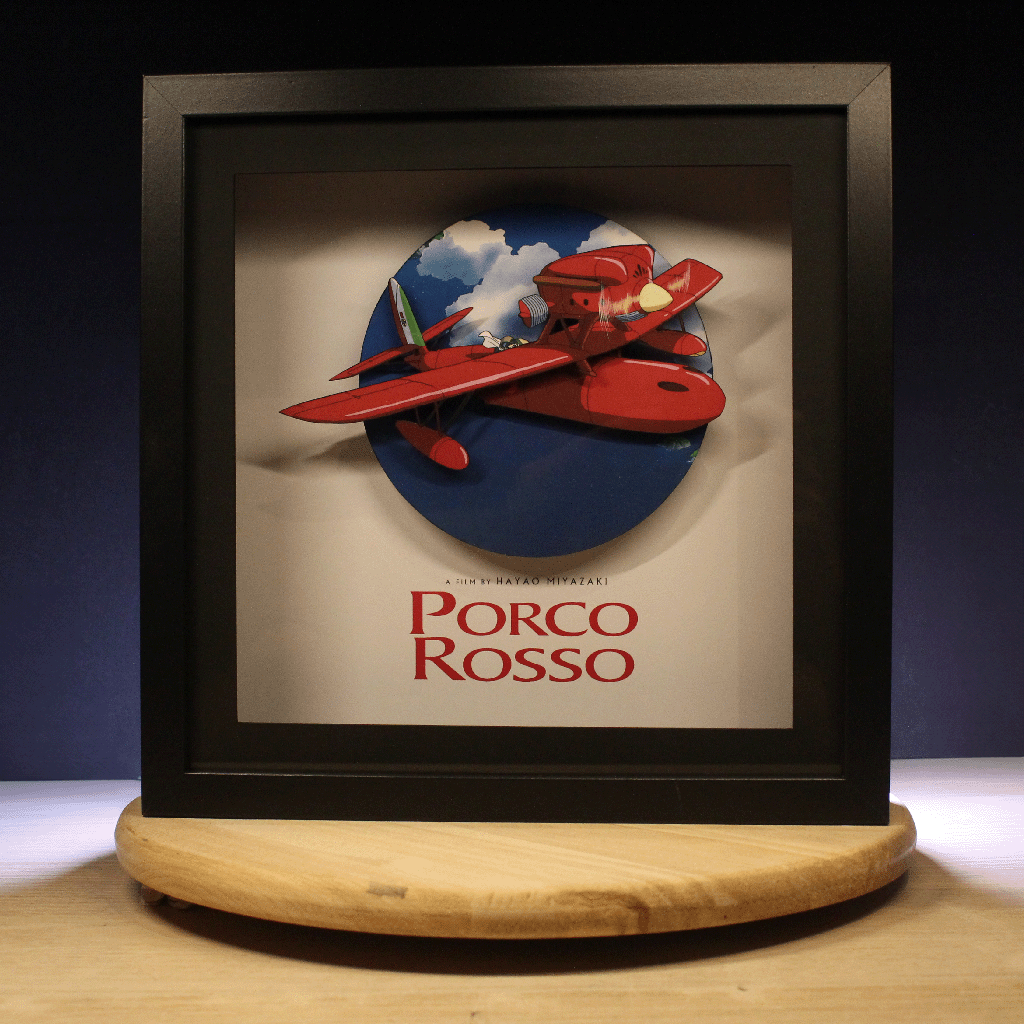 Dioramax - Cadre lumineux LED Porco Rosso| Déco Gaming-room | Tableau lumineux | Affiche jeux vidéo | Idée cadeau gamer | Retro-gaming