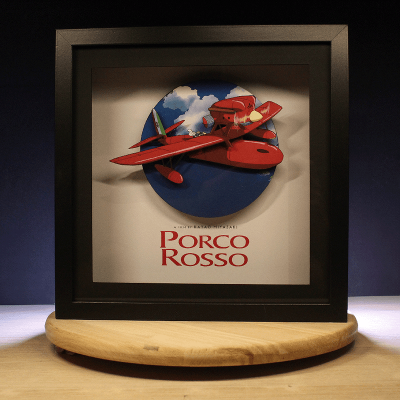 Dioramax - Cadre lumineux LED Porco Rosso| Déco Gaming-room | Tableau lumineux | Affiche jeux vidéo | Idée cadeau gamer | Retro-gaming