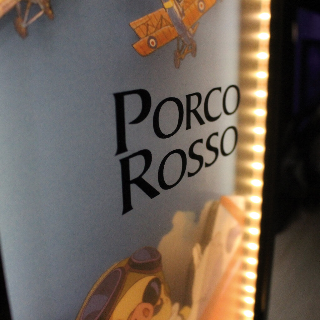 Dioramax - Cadre lumineux LED Porco Rosso | Déco Gaming-room | Tableau lumineux | Affiche jeux vidéo | Idée cadeau gamer | Retro-gaming