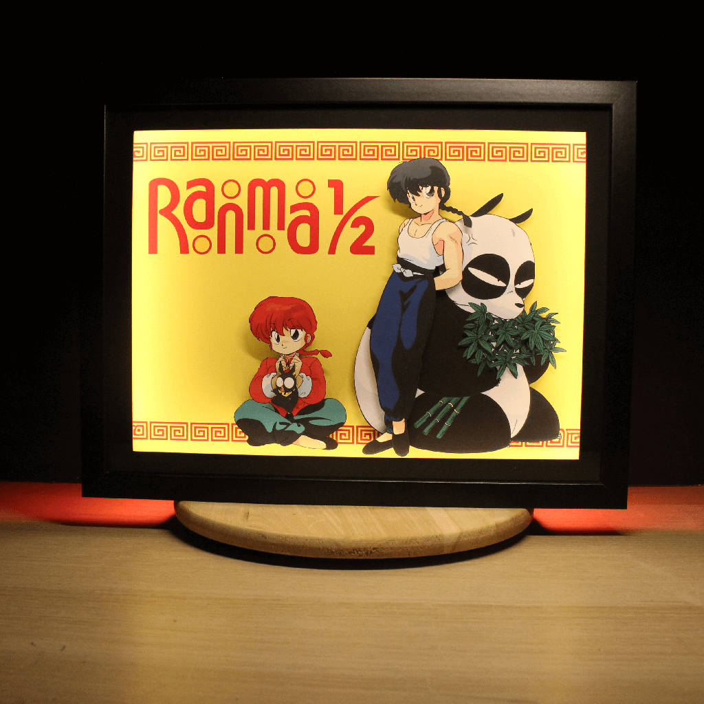 Dioramax - Cadre lumineux LED Ranma 1/2 | Déco Gaming-room | Tableau lumineux | Affiche jeux vidéo | Idée cadeau gamer | Retro-gaming