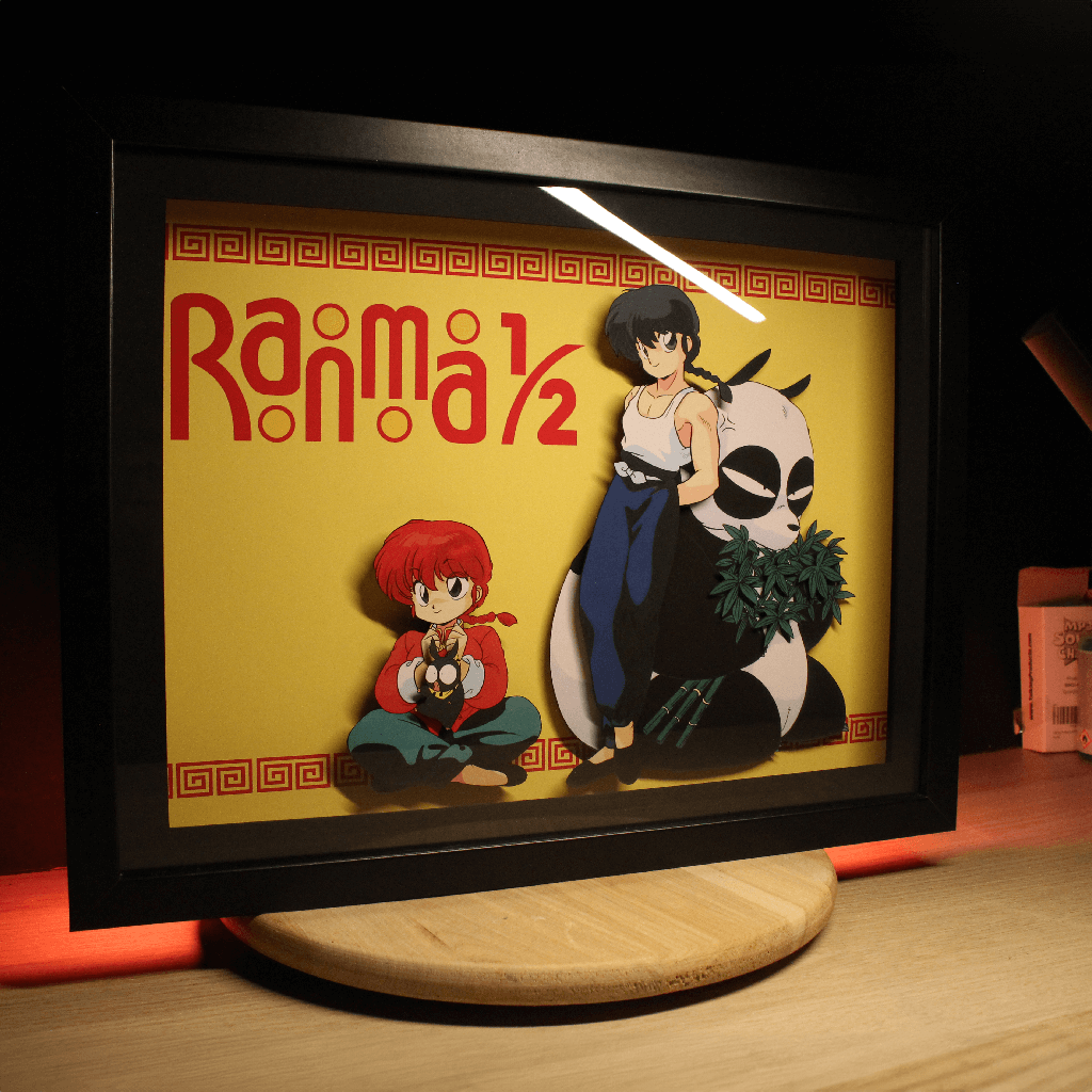 Dioramax - Cadre lumineux LED Ranma 1/2 | Déco Gaming-room | Tableau lumineux | Affiche jeux vidéo | Idée cadeau gamer | Retro-gaming