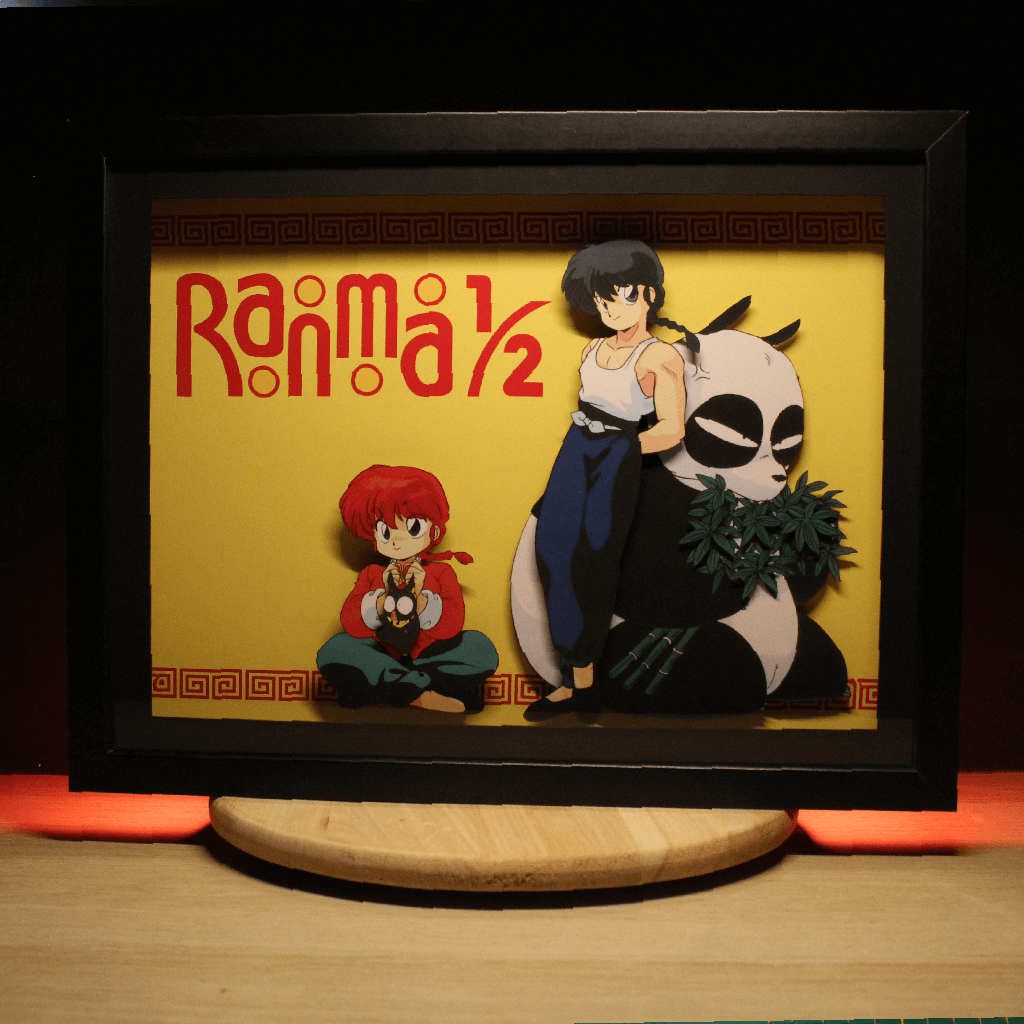 Dioramax - Cadre lumineux LED Ranma 1/2 | Déco Gaming-room | Tableau lumineux | Affiche jeux vidéo | Idée cadeau gamer | Retro-gaming