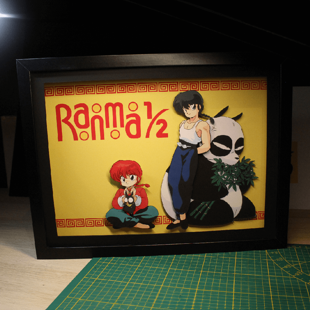 Dioramax - Cadre lumineux LED Ranma 1/2 | Déco Gaming-room | Tableau lumineux | Affiche jeux vidéo | Idée cadeau gamer | Retro-gaming