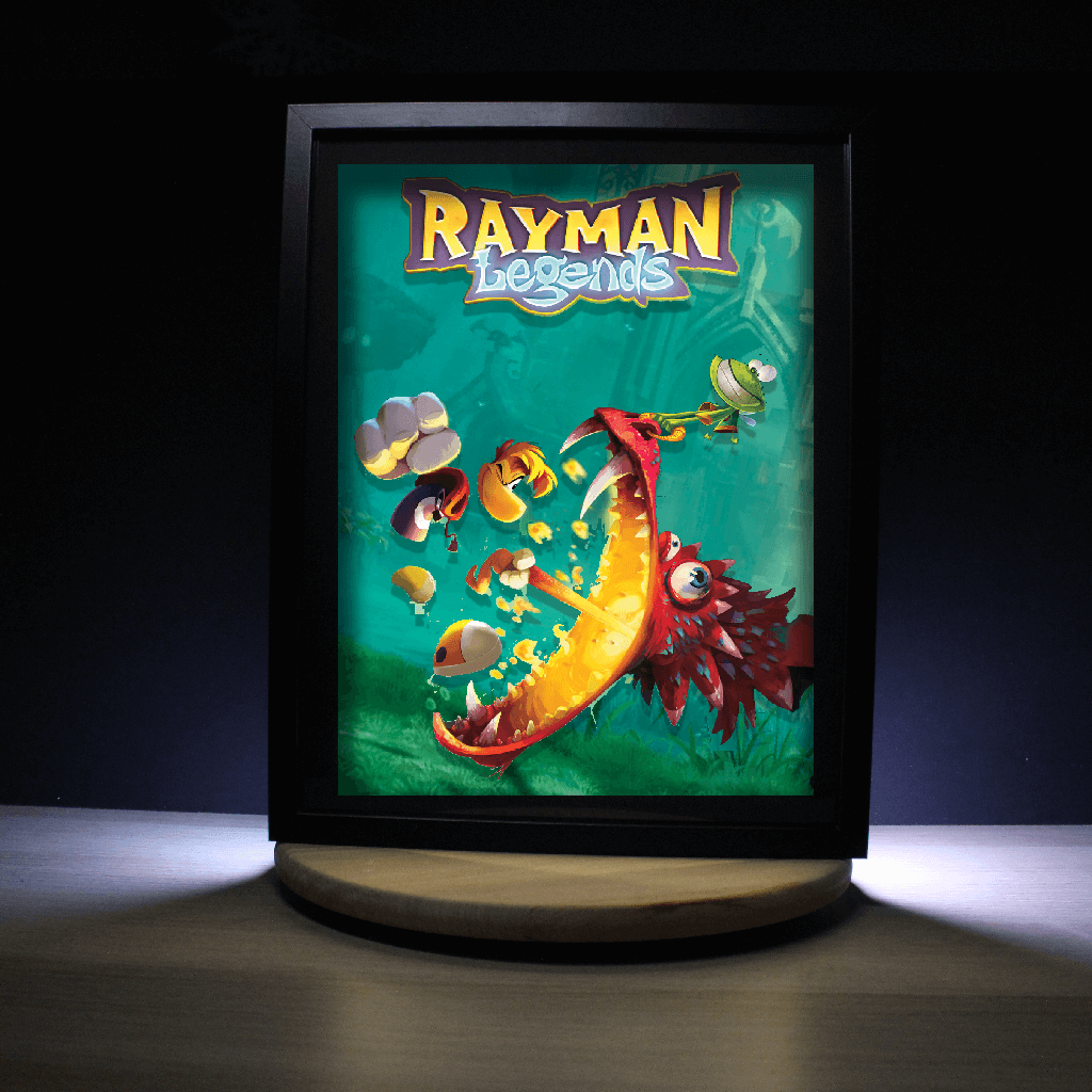 Dioramax - Cadre lumineux LED Rayman Legends | Déco Gaming-room | Tableau lumineux | Affiche jeux vidéo | Idée cadeau gamer | Retro-gaming