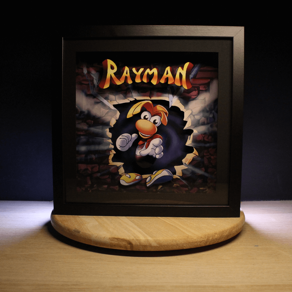 Dioramax - Cadre lumineux LED Rayman | Déco Gaming-room | Tableau lumineux | Affiche jeux vidéo | Idée cadeau gamer | Retro-gaming