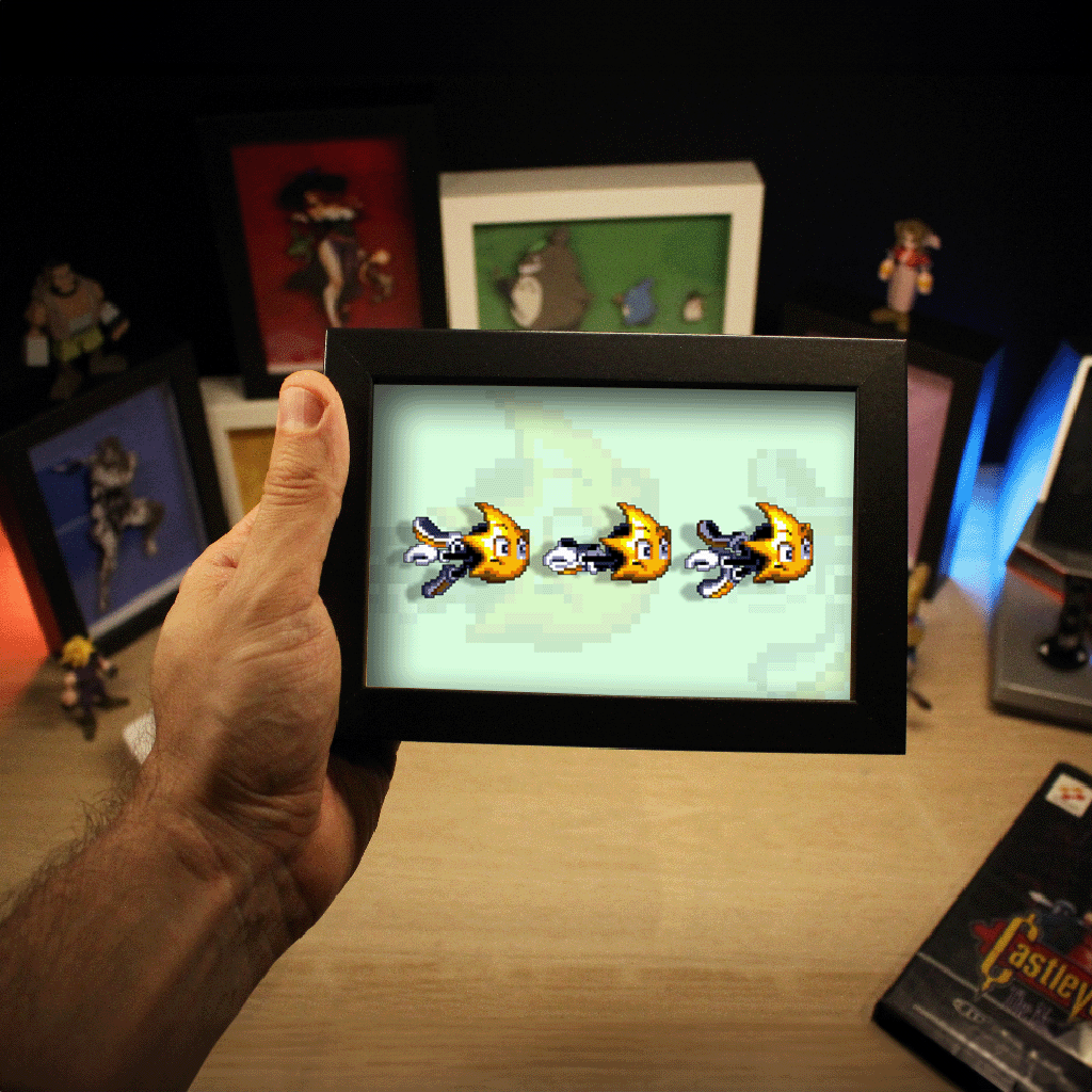 Dioramax - Cadre lumineux LED Ristar | Déco Gaming-room | Tableau lumineux | Affiche jeux vidéo | Idée cadeau gamer | Retro-gaming