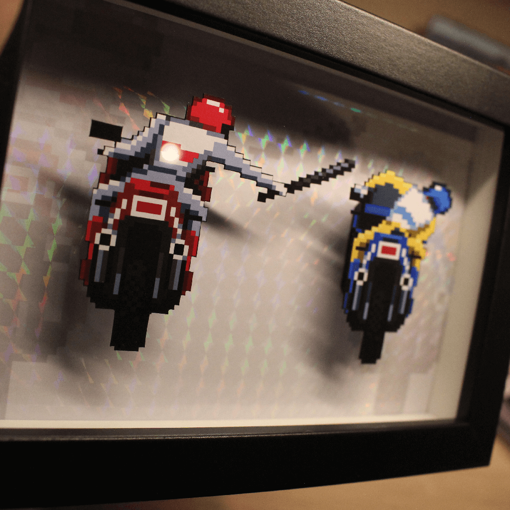 Dioramax - Cadre lumineux LED Road Rash | Déco Gaming-room | Tableau lumineux | Affiche jeux vidéo | Idée cadeau gamer | Retro-gaming