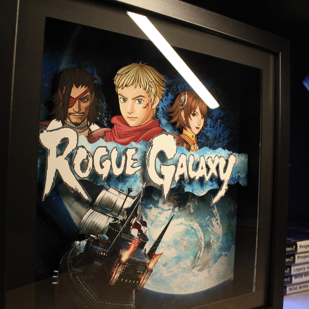 Dioramax - Cadre lumineux LED Rogue Galaxy | Déco Gaming-room | Tableau lumineux| Affiche jeux vidéo | Idée cadeau gamer | Retro-gaming