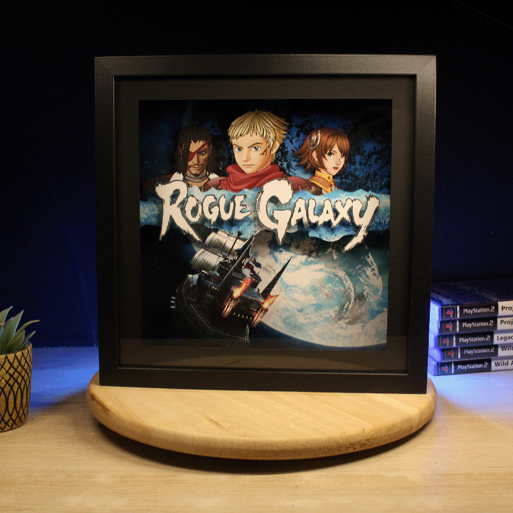 Dioramax - Cadre lumineux LED Rogue Galaxy | Déco Gaming-room | Tableau lumineux| Affiche jeux vidéo | Idée cadeau gamer | Retro-gaming