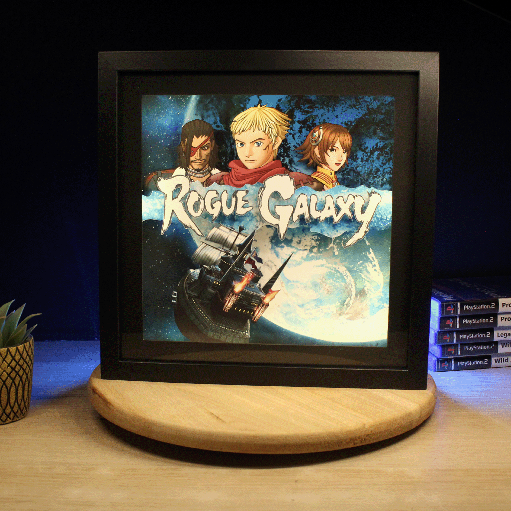 Dioramax - Cadre lumineux LED Rogue Galaxy | Déco Gaming-room | Tableau lumineux| Affiche jeux vidéo | Idée cadeau gamer | Retro-gaming