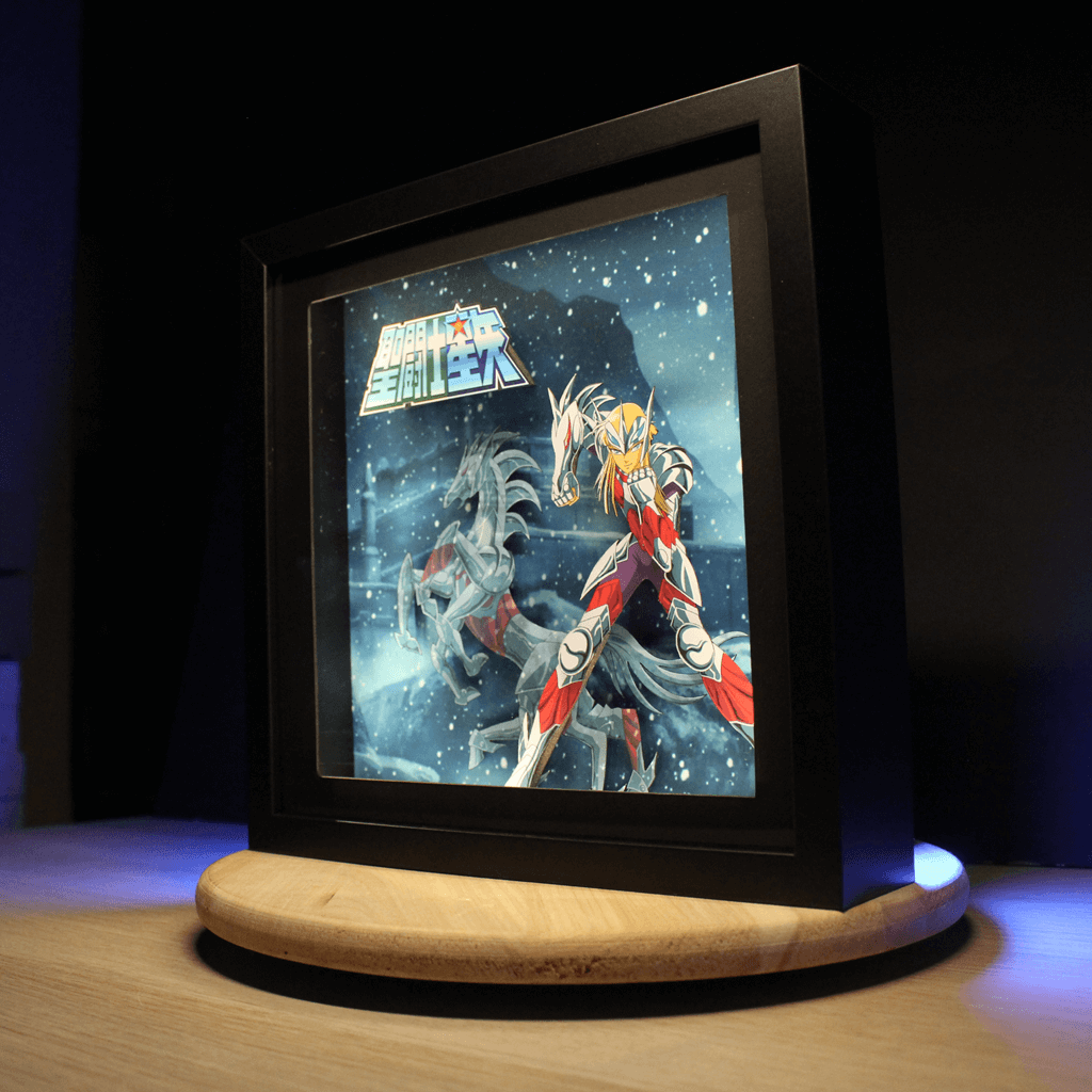 Dioramax - Cadre lumineux LED Saint Seya | Déco Gaming-room | Tableau lumineux | Affiche jeux vidéo | Idée cadeau gamer | Retro-gaming