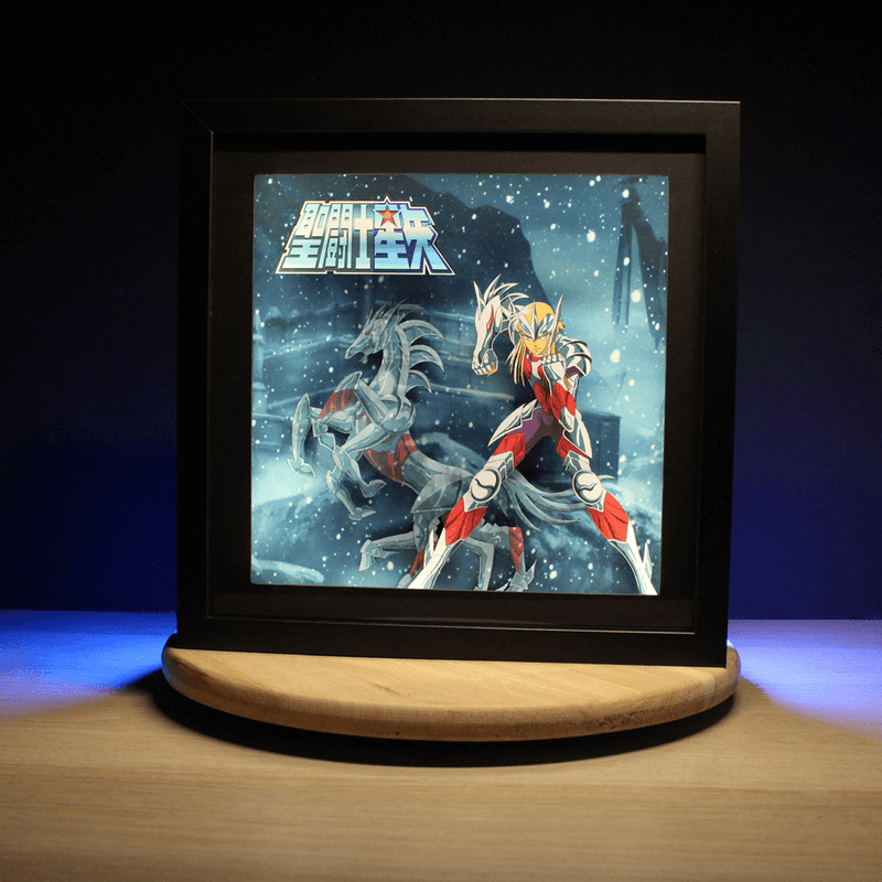 Dioramax - Cadre lumineux LED Saint Seya | Déco Gaming-room | Tableau lumineux | Affiche jeux vidéo | Idée cadeau gamer | Retro-gaming