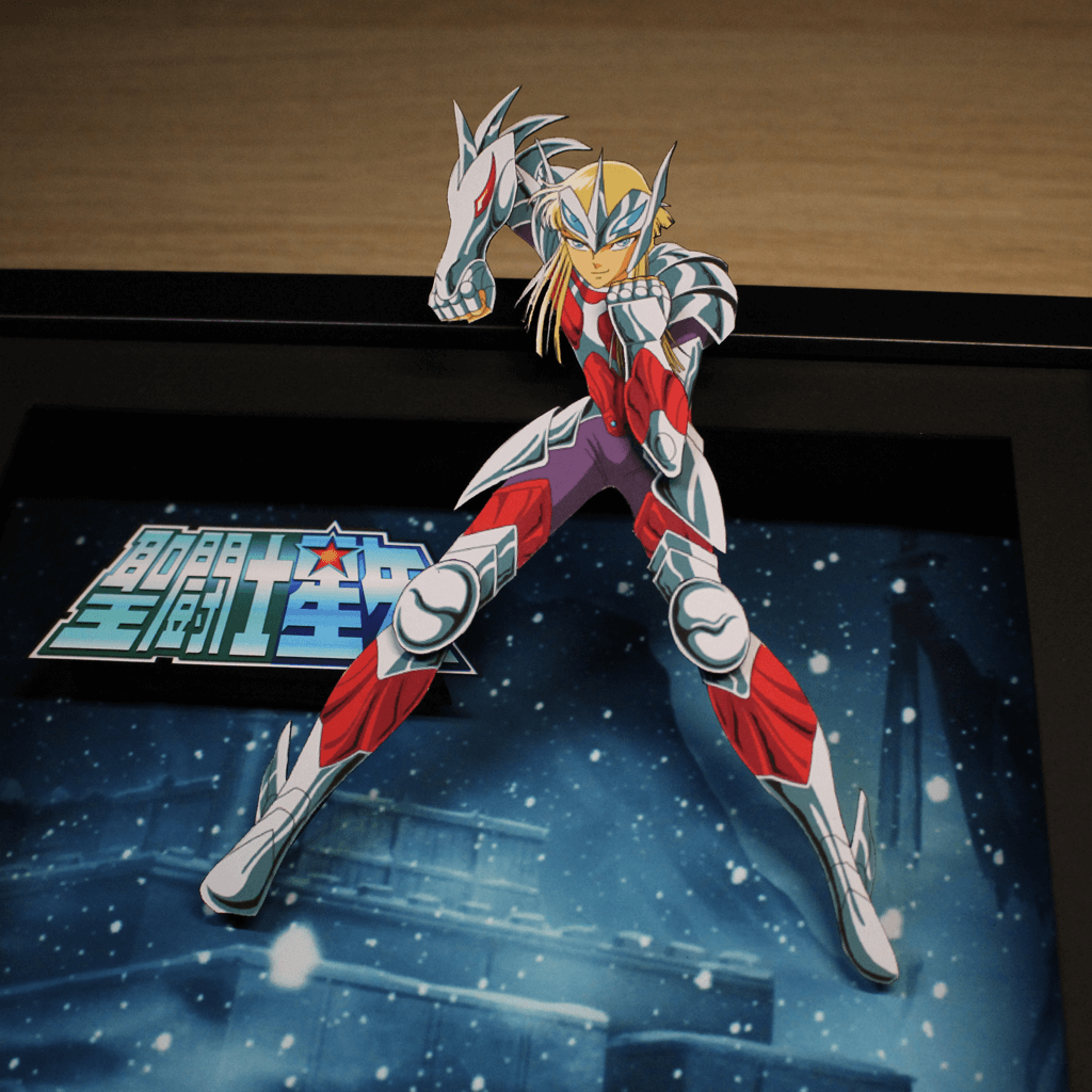 Dioramax - Cadre lumineux LED Saint Seya | Déco Gaming-room | Tableau lumineux | Affiche jeux vidéo | Idée cadeau gamer | Retro-gaming