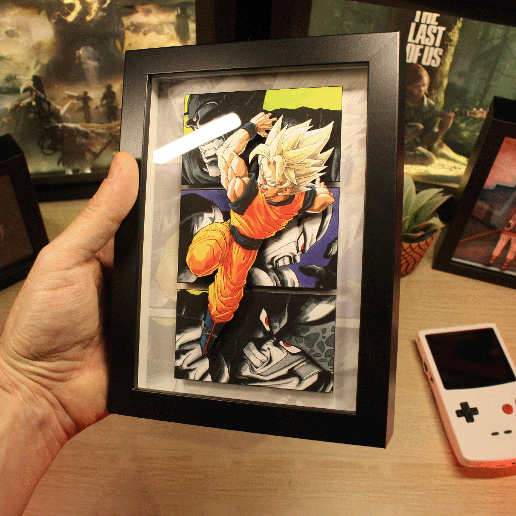 Dioramax - Cadre lumineux LED Dragon Ball | Déco Gaming-room | Tableau lumineux | Affiche jeux vidéo | Idée cadeau gamer | Retro-gaming