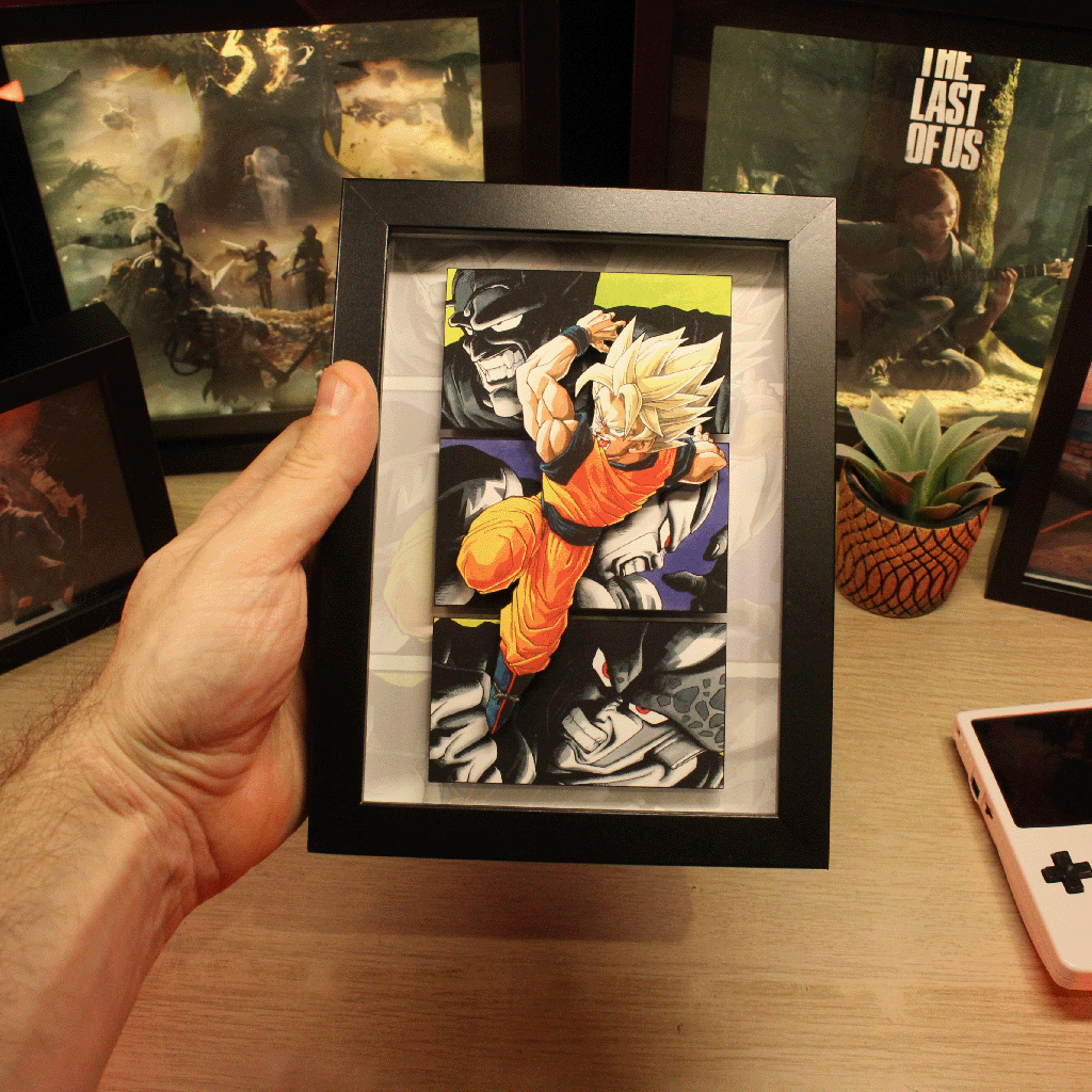 Dioramax - Cadre lumineux LED Dragon Ball | Déco Gaming-room | Tableau lumineux | Affiche jeux vidéo | Idée cadeau gamer | Retro-gaming