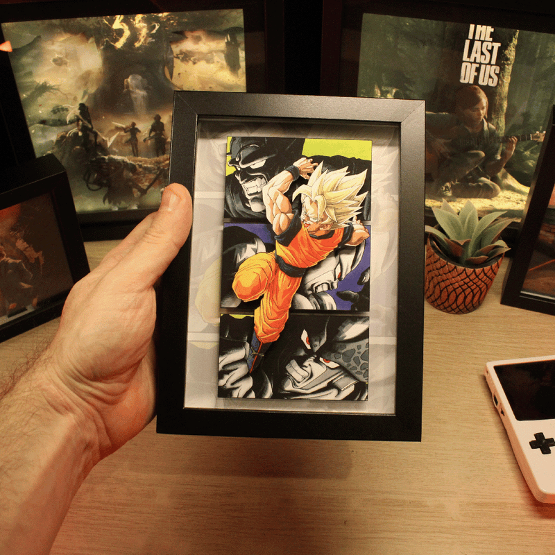 Dioramax - Cadre lumineux LED Dragon Ball | Déco Gaming-room | Tableau lumineux | Affiche jeux vidéo | Idée cadeau gamer | Retro-gaming