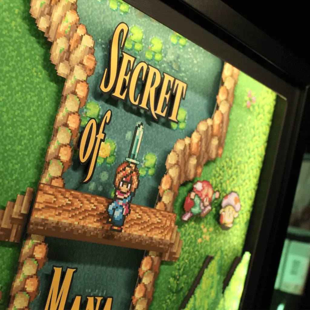 Dioramax - Cadre lumineux LED Secret of mana | Déco Gaming-room | Tableau lumineux | Affiche jeux vidéo | Idée cadeau gamer | Retro-gaming