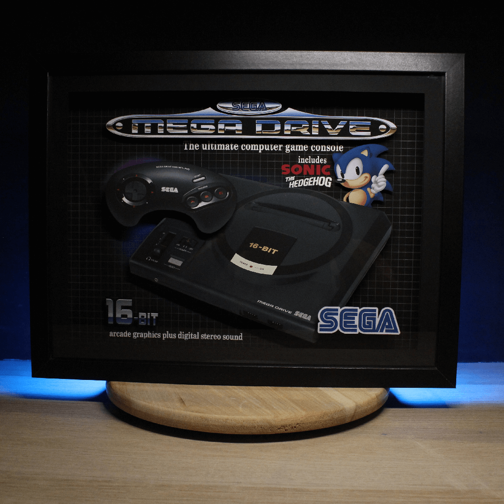 Dioramax - Cadre lumineux LED Sega | Déco Gaming-room | Tableau lumineux | Affiche jeux vidéo | Idée cadeau gamer | Retro-gaming