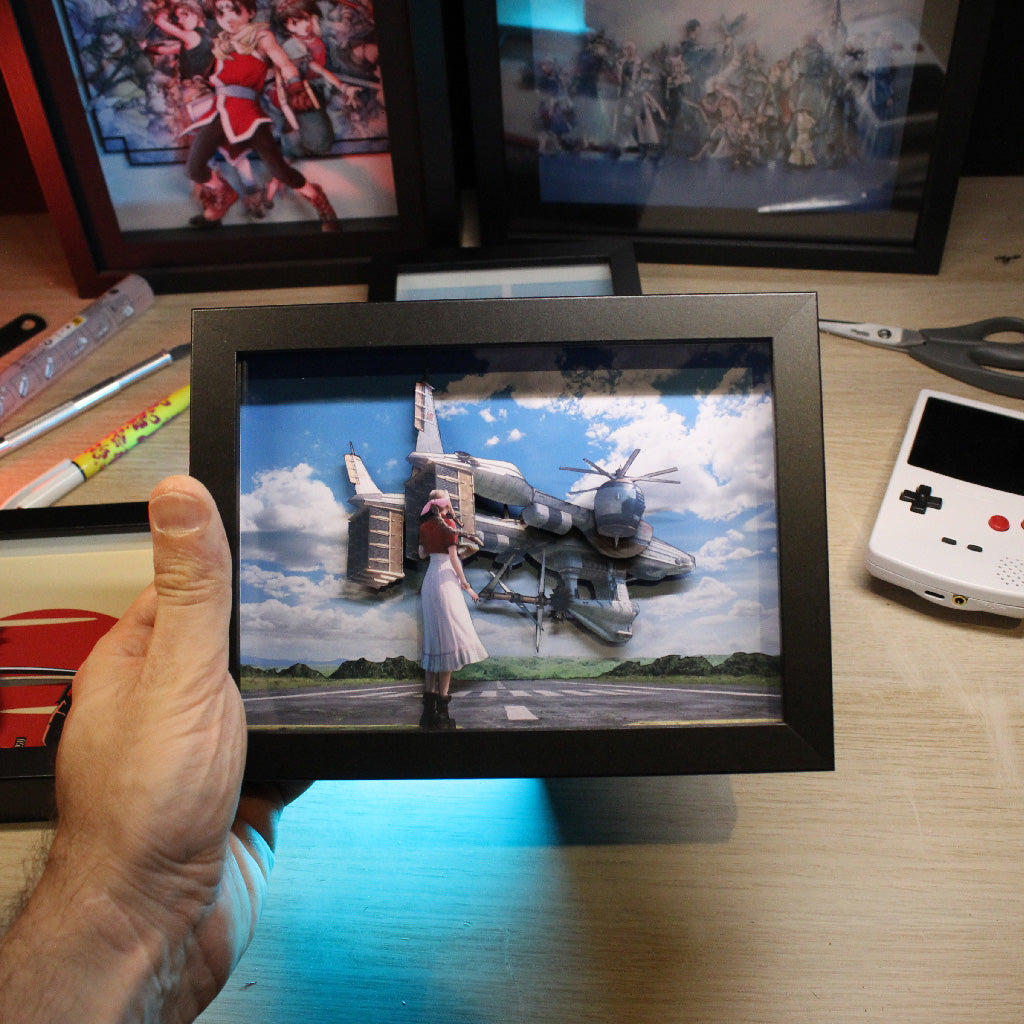Dioramax - Cadre lumineux LED FF7 | Déco Gaming-room | Tableau lumineux | Affiche jeux vidéo | Idée cadeau gamer | Retro-gaming