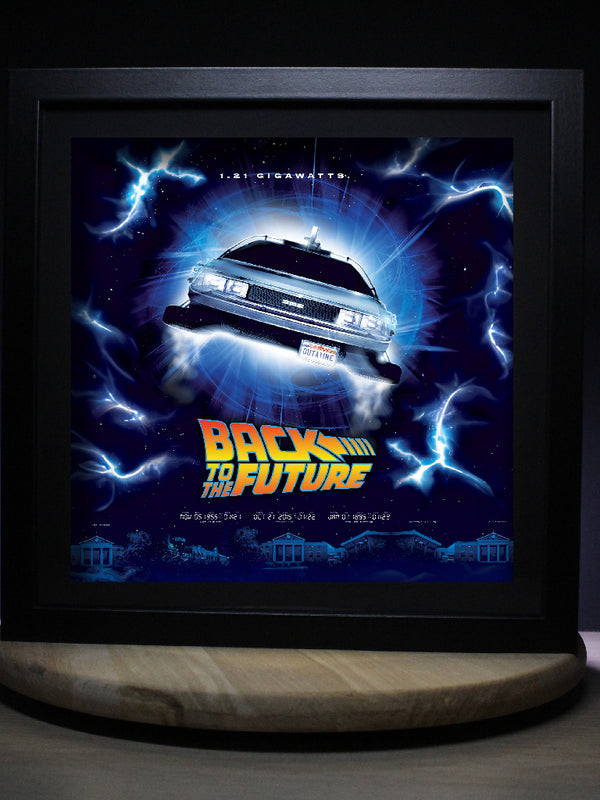 Dioramax - Cadre lumineux LED Back to the future | Déco Gaming-room | Tableau lumineux | Affiche jeux vidéo | Idée cadeau gamer | Retro-gaming