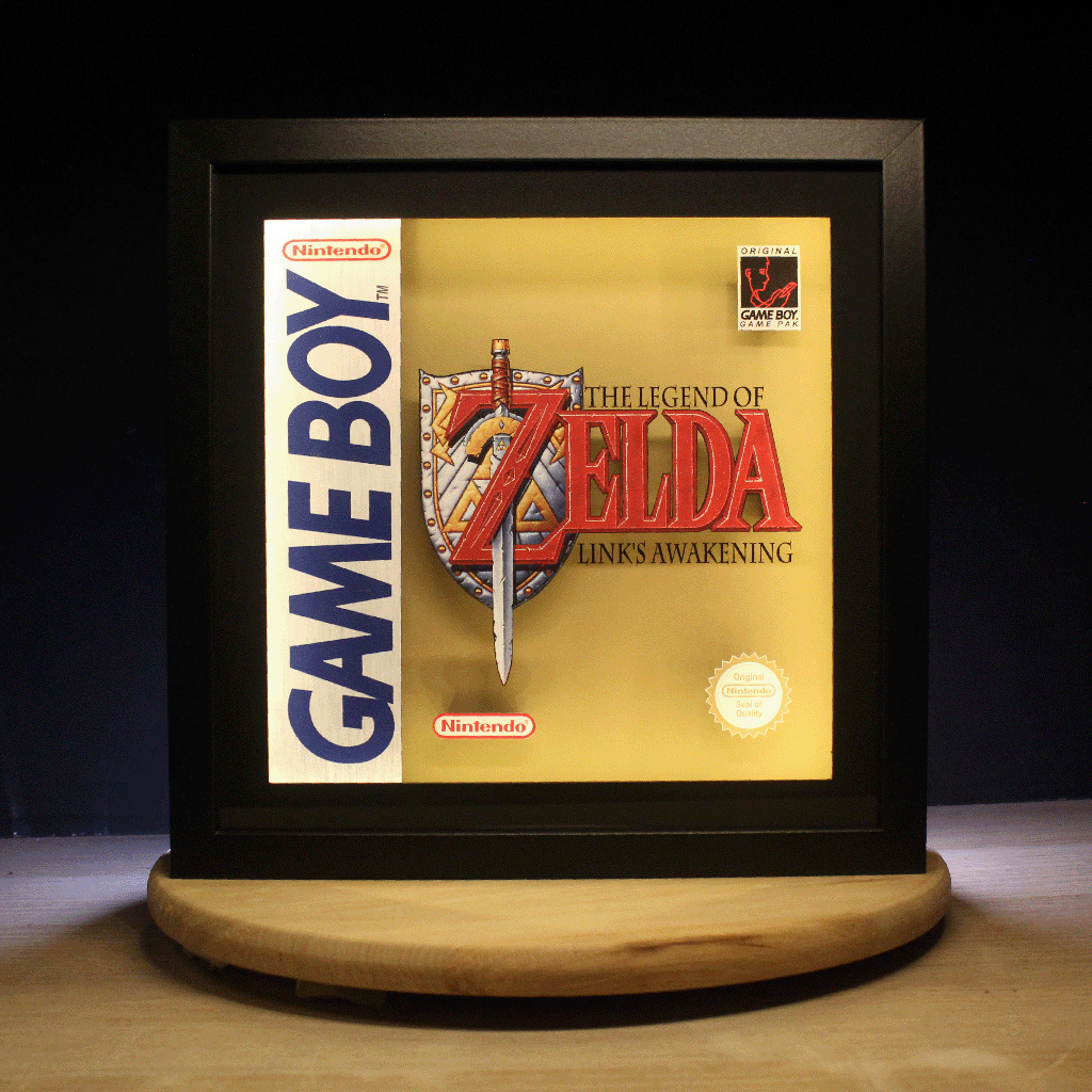 Dioramax - Cadre lumineux LED Link's awakening | Déco Gaming-room | Tableau lumineux | Affiche jeux vidéo | Idée cadeau gamer | Retro-gaming