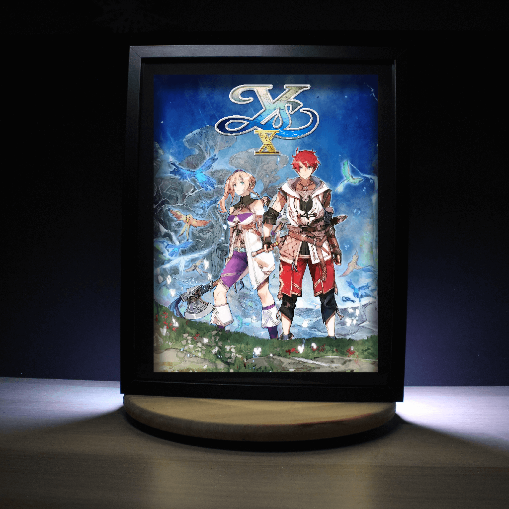Dioramax - Cadre lumineux LED Ys 10 | Déco Gaming-room | Tableau lumineux | Affiche jeux vidéo | Idée cadeau gamer | Retro-gaming