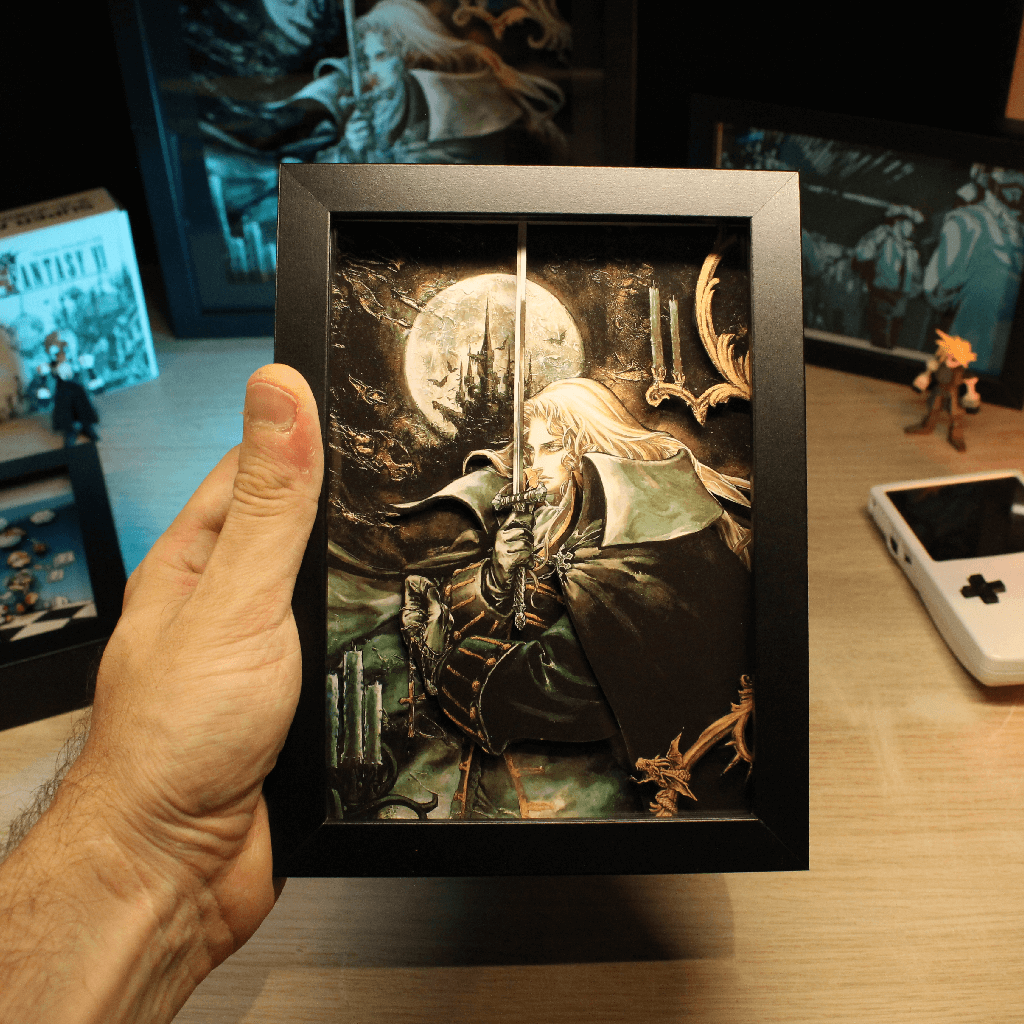 Diorama lumineux Castlevania Symphony of the Night, château gothique ambiance PS1