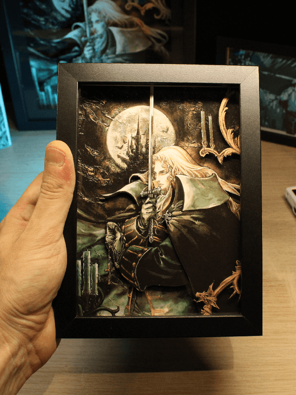Diorama lumineux Castlevania Symphony of the Night, château gothique ambiance PS1
