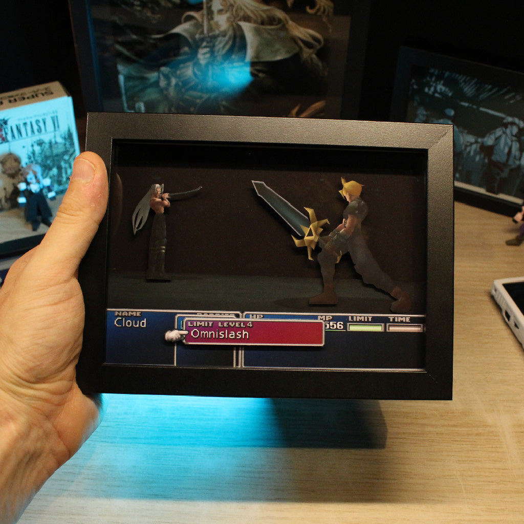 Dioramax - Cadre lumineux LED FF7 | Déco Gaming-room | Tableau lumineux | Affiche jeux vidéo | Idée cadeau gamer | Retro-gaming