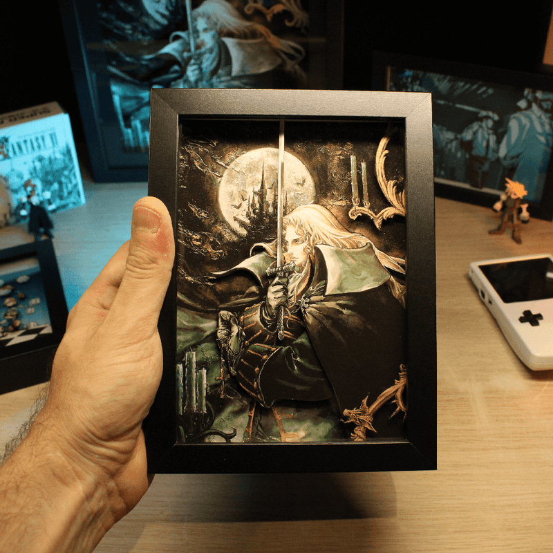 Dioramax - Cadre lumineux LED Castlevania SOTN | Déco Gaming-room | Tableau lumineux | Affiche jeux vidéo | Idée cadeau gamer | Retro-gaming